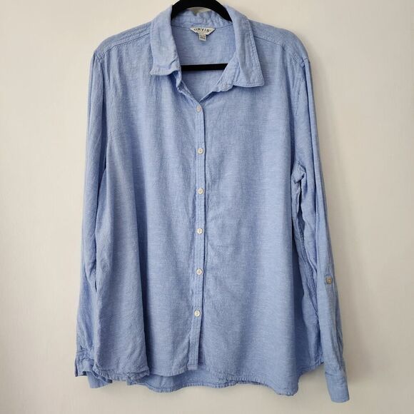 Orvis Classic Collection Linen Blend blue‎ long sleeve shirt mens size XXL - Picture 1 of 7